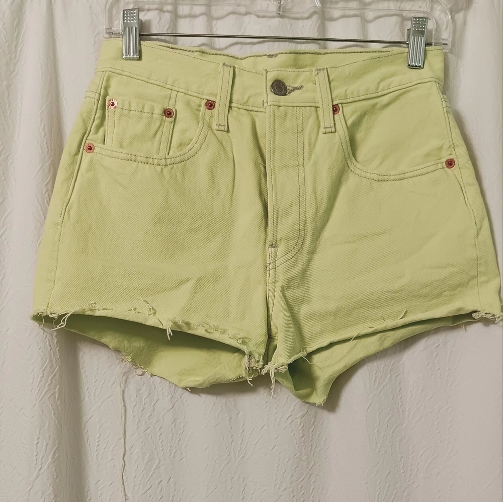 Levi's Light Lime Green Denim Cutoff Shorts